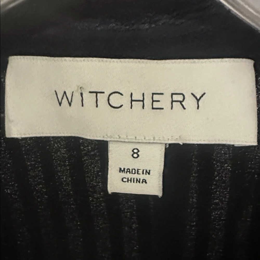 WITCHERY Stripe Pintuck Dress Navy Drop Shoulder, Waist Dress Button Front Sz 8 - Picture 6 of 15